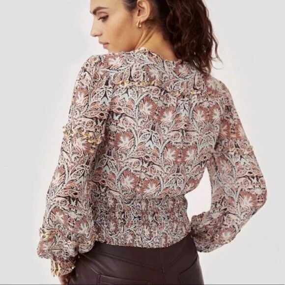NWT Anthropologie Womens Floral Print Ruffle Blouse. Size XS. - Picture 2 of 11